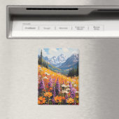 Schilderachtig wilde bloemen en bergen Fine Art Magneet (Insitu (Vaatwasser))