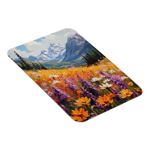 Schilderachtig wilde bloemen en bergen Fine Art Magneet (Rechterzijde)