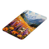 Schilderachtig wilde bloemen en bergen Fine Art Magneet (Linkerzijde)