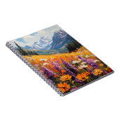 Schilderachtig wilde bloemen en bergen Fine Art Notitieboek (Rechterzijde)