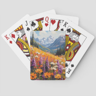 Schilderachtig wilde bloemen en bergen Fine Art Pokerkaarten