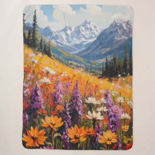 Schilderachtig wilde bloemen en bergen Fine Art Sherpa Deken