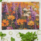 Schilderachtig wilde bloemen en bergen Fine Art Theedoek (Gevouwen)