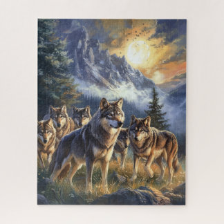 Schilderachtig, wilde Wolf Pack berg puzzel Legpuzzel