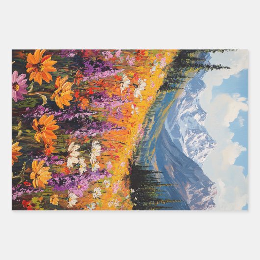 Schilderachtig Wildflowers Mountains Fine Art Deco Inpakpapier Vel (Voorkant 3)