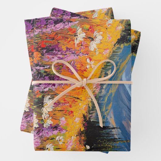 Schilderachtig Wildflowers Mountains Fine Art Deco Inpakpapier Vel (In situ)