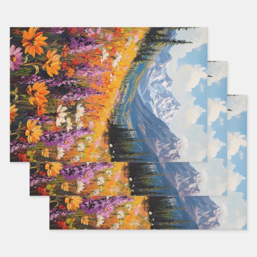 Schilderachtig Wildflowers Mountains Fine Art Deco Inpakpapier Vel (Set)