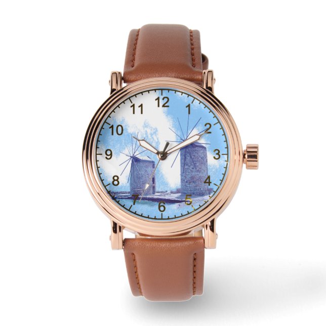 Schilderachtig windmolenlandschap horloge (Voorkant)