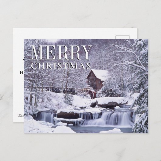 Schilderachtig Winter Uitzicht van Glad Creek Gris Feestdagenkaart (Voorkant / Achterkant)