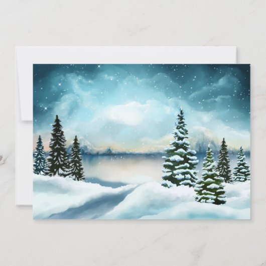 Schilderachtig Winter Wonderland Waterverf Art Par Kaart (Achterkant)