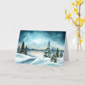 Schilderachtig Winterdag Waterverf Kerstmis Kaart (Gele Bloem)