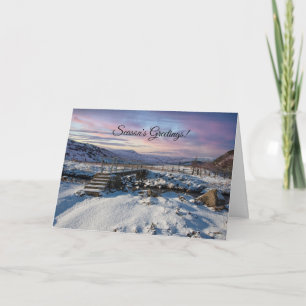 Schilderachtig winterkerstfoto kaart