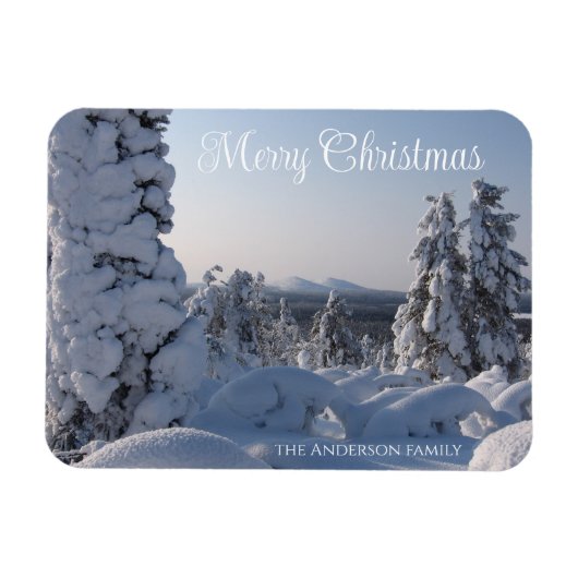 Schilderachtig winterlandschap kerst magneet (Horizontaal)