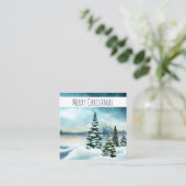 Schilderachtig winterlandschap Kerst Waterverf Vierkante Visitekaartje (Staand voorkant)