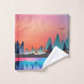 Schilderachtig wintermeer met Deer Bad Handdoek (Wasdoekje)
