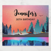 Schilderachtig wintermeer met Deer Birthday Likeurfles Etiket (Enkel label)