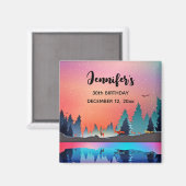 Schilderachtig wintermeer met Deer Birthday Magneet (Voorkant / Achterkant)