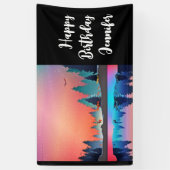 Schilderachtig wintermeer met Deer Birthday Spandoek (Verticaal)