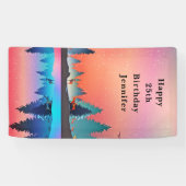 Schilderachtig wintermeer met Deer Birthday Spandoek (Horizontaal)