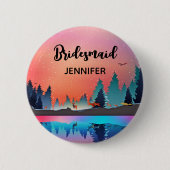 Schilderachtig wintermeer met Deer Bridesmaid Ronde Button 5,7 Cm (Voorkant)