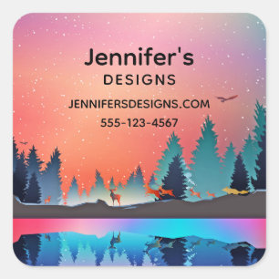 Schilderachtig Wintermeer met Deer Business Vierkante Sticker