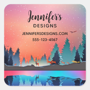 Schilderachtig Wintermeer met Deer Business Vierkante Sticker