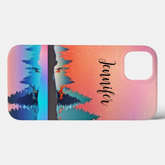 Schilderachtig wintermeer met Deer Case-Mate iPhone Case (Achterkant (horizontaal))