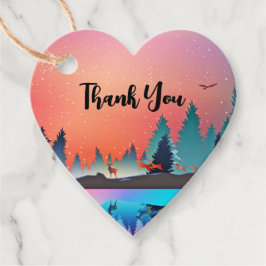 Schilderachtig wintermeer met deer Dank u Bedankjes Labels