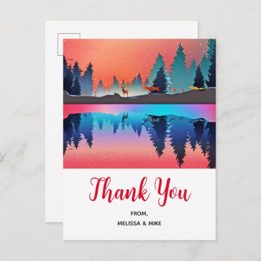 Schilderachtig wintermeer met deer Dank u Briefkaart (Voorkant / Achterkant)