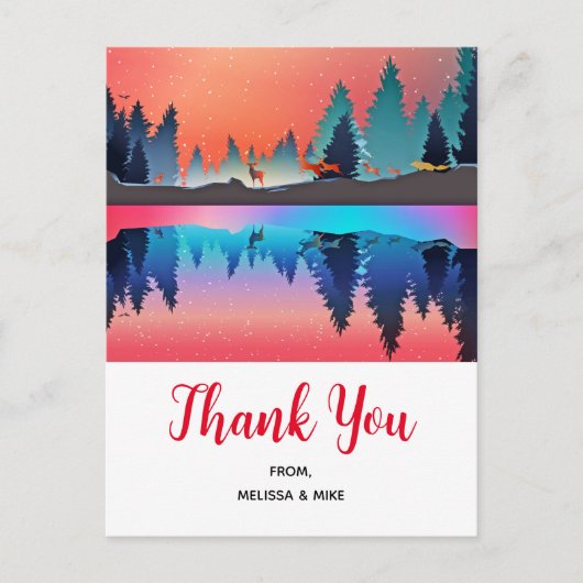 Schilderachtig wintermeer met deer Dank u Briefkaart (Voorkant)