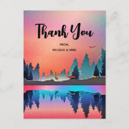 Schilderachtig wintermeer met deer Dank u Briefkaart