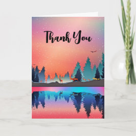 Schilderachtig wintermeer met deer Dank u Kaart