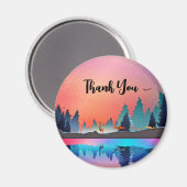 Schilderachtig wintermeer met deer Dank u Magneet (Voorkant / Achterkant)