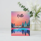 Schilderachtig wintermeer met Deer Hallo Briefkaart (Staand voorkant)