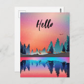 Schilderachtig wintermeer met Deer Hallo Briefkaart (Voorkant / Achterkant)