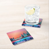 Schilderachtig wintermeer met Deer Kartonnen Onderzetters (Insitu)