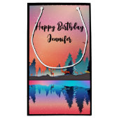 Schilderachtig wintermeer met Deer Klein Cadeauzakje (Achterkant)