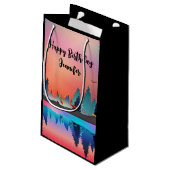 Schilderachtig wintermeer met Deer Klein Cadeauzakje (Achterkant Gekanteld)