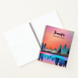 Schilderachtig wintermeer met Deer Notitieboek