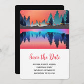 Schilderachtig wintermeer met Deer Save The Date (Voorkant / Achterkant)