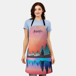 Schilderachtig wintermeer met Deer Schort