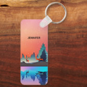 Schilderachtig wintermeer met Deer Sleutelhanger (Achterkant)