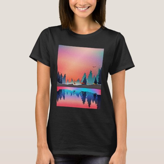 Schilderachtig wintermeer met Deer T-shirt (Voorkant)