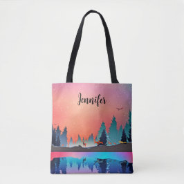 Schilderachtig wintermeer met Deer Tote Bag