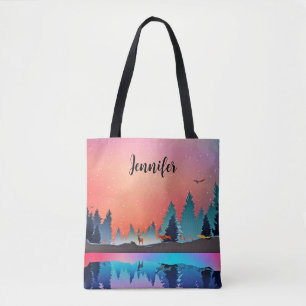 Schilderachtig wintermeer met Deer Tote Bag
