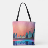 Schilderachtig wintermeer met Deer Tote Bag (Achterkant)
