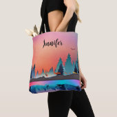 Schilderachtig wintermeer met Deer Tote Bag (Dichtbij)