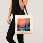 Schilderachtig wintermeer met Deer Tote Bag (Voorkant (product))