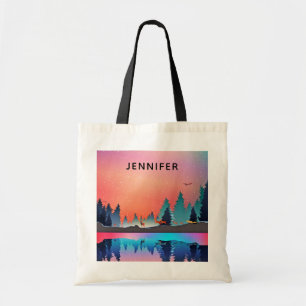 Schilderachtig wintermeer met Deer Tote Bag