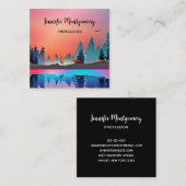 Schilderachtig wintermeer met Deer Vierkante Visitekaartje (Voorkant / Achterkant)